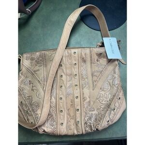Vintage Genuine Leather Shoulder Bag Cabin Creek Purse Tan Handbag NWT